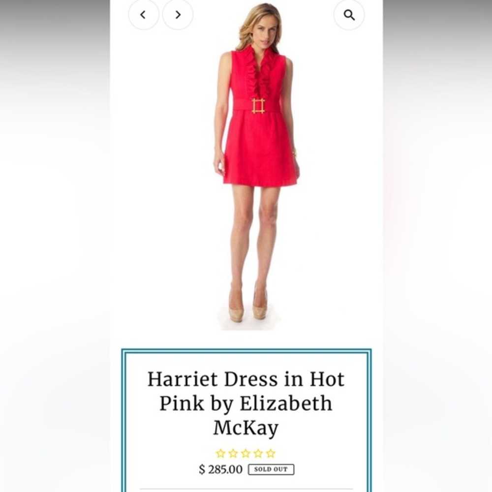 Elizabeth McKay Harriet Dress in Hot Pink WORN ONCE size 8